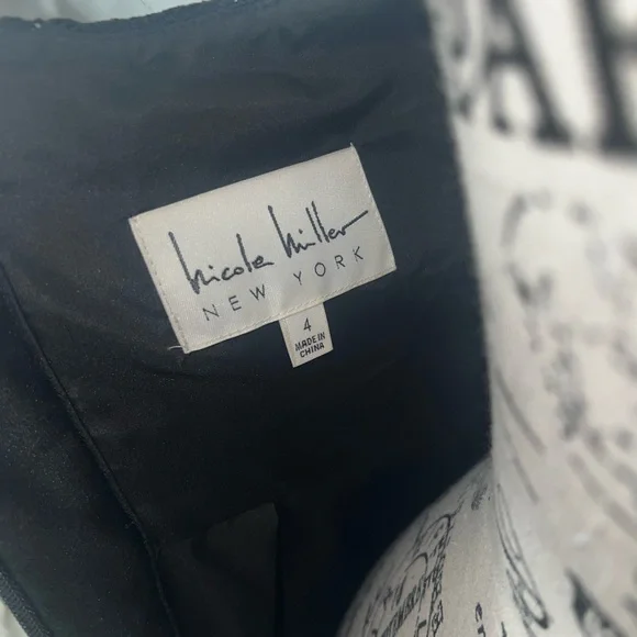 Nicole Miller Black Halter Floral Applique Prom Dress - Picture 3 of 4